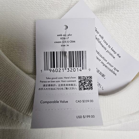 Kate Spade New York Pullover Size M Orange Beaded Short Puff Sleeve Ivory NWT - Picture 9 of 12